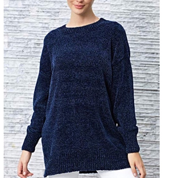 Blue Cozy Velvet Chunky Pullovers Sweater - Picture 1 of 3